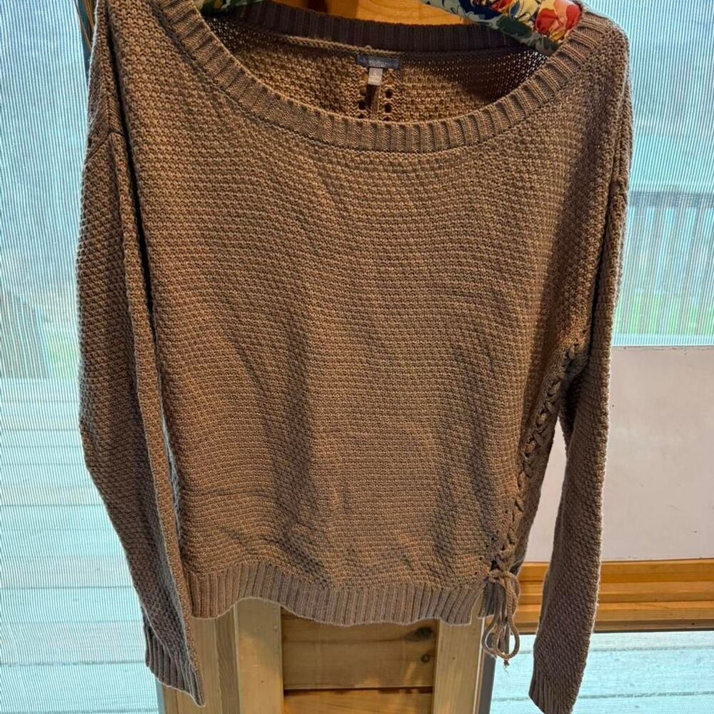 Charlotte Russe tan sweater with lace up detail Size S